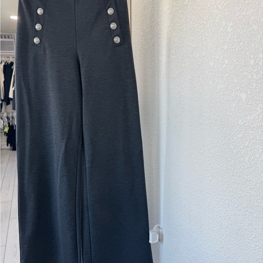 H&M Charcoal Flare Pants with Button Detail